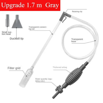 Aquarium Gravel Vacuum Cleaner & Water Change Kit, Fish Tank Siphon Pump with Extension Tube for Sand Cleaning & Maintenance