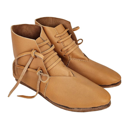 Men’s Renaissance Cosplay Boots - Retro Medieval Pirate Lace-Up Ankle Shoes