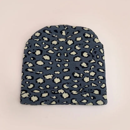 Retro Leopard Wool Knit Beanie - Warm Autumn Winter Hip Hop Y2K Street Fashion Hat