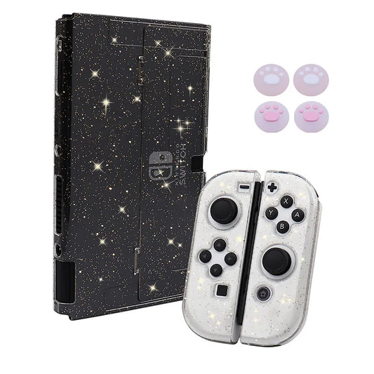 Glittery Transparent TPU+PC Protective Case for Nintendo Switch OLED - Console Skin & Accessories