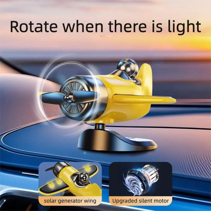 Solar-Powered Rotating Airplane Dashboard Ornament - 360° Spinning Car Interior Decoration