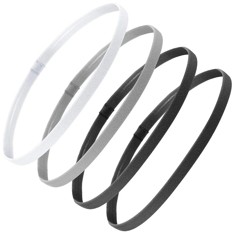 4 Pack Non-Slip Elastic Sports Headbands – Thick Sweatbands for Men & Women, Exercise & Outdoor Use