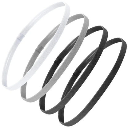 4 Pack Non-Slip Elastic Sports Headbands – Thick Sweatbands for Men & Women, Exercise & Outdoor Use