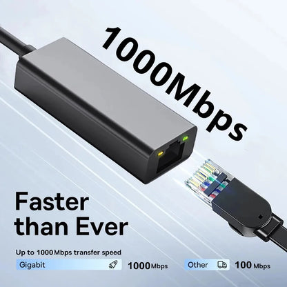USB Type-C Ethernet Adapter — 1000Mbps USB 3.0 RJ45 Network Card for MacBook, PC & Android