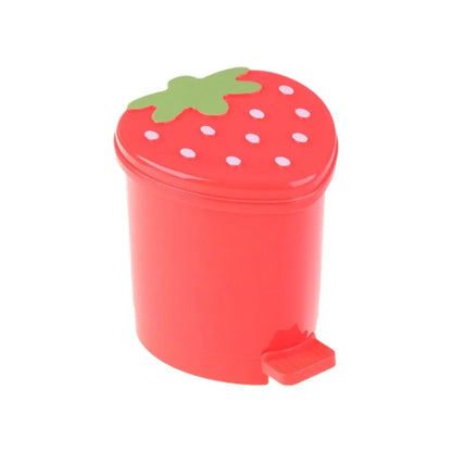 Red Strawberry Garbage Container - Reusable Decorative Trash Can with Lid and Washable Wastebasket