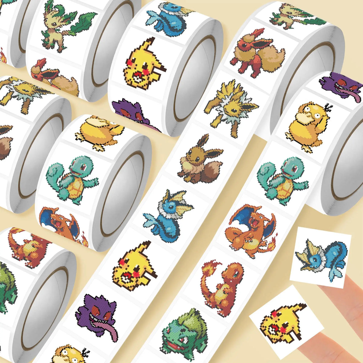 Pokemon Pikachu Pixel Stickers – 500PCS Cartoon Anime Sealing Decals for Laptops, DIY Crafts, Journals & Gifts