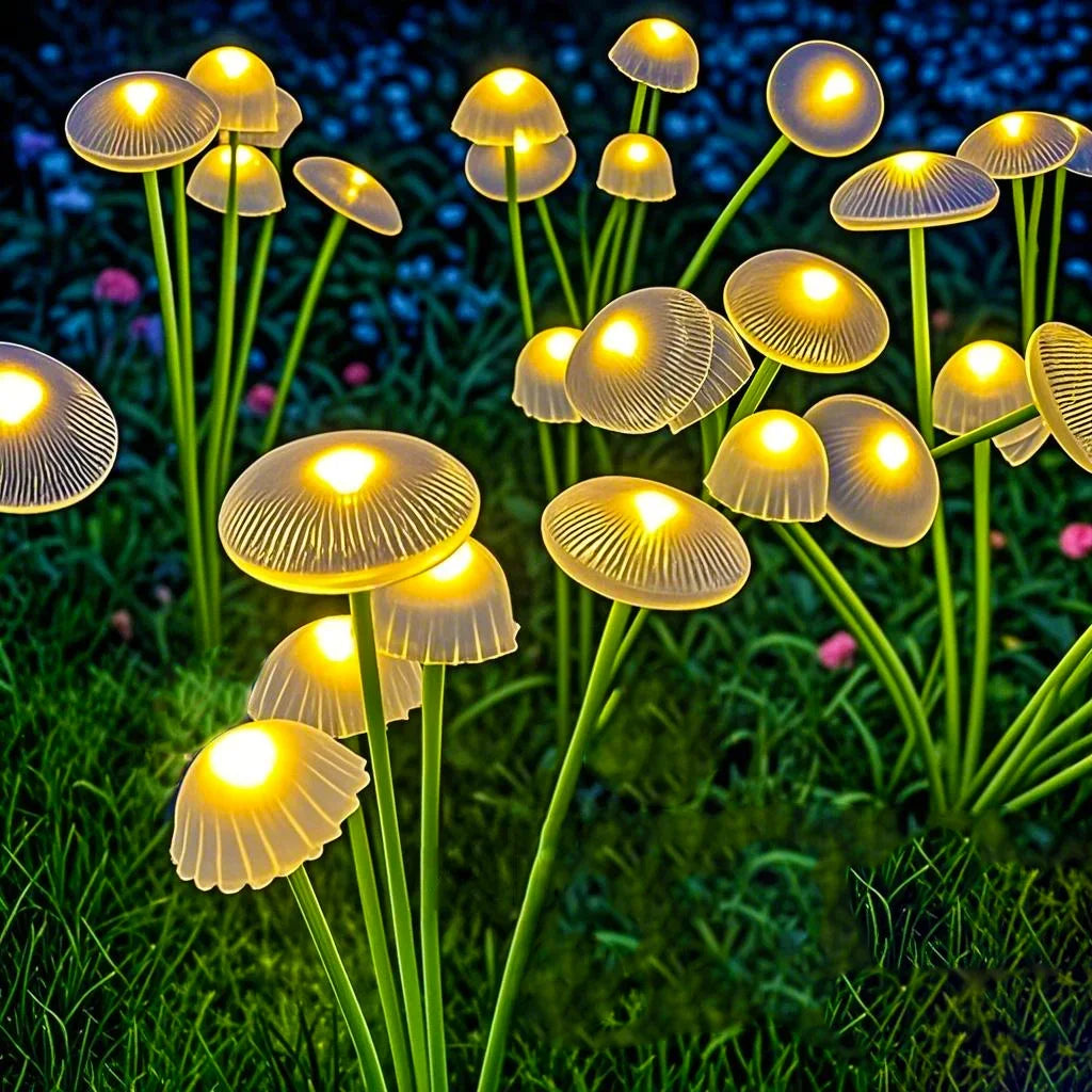 Solar Garden Mushroom Lights - Dual Mode LED Waterproof Solar Pathway Lights for Yard Patio Garden Decor & Ambiance