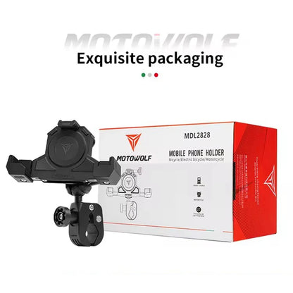 MOTOWOLF Motorcycle Shock Absorbing Phone Holder – Triangular Wireless Charging Navigation Mount