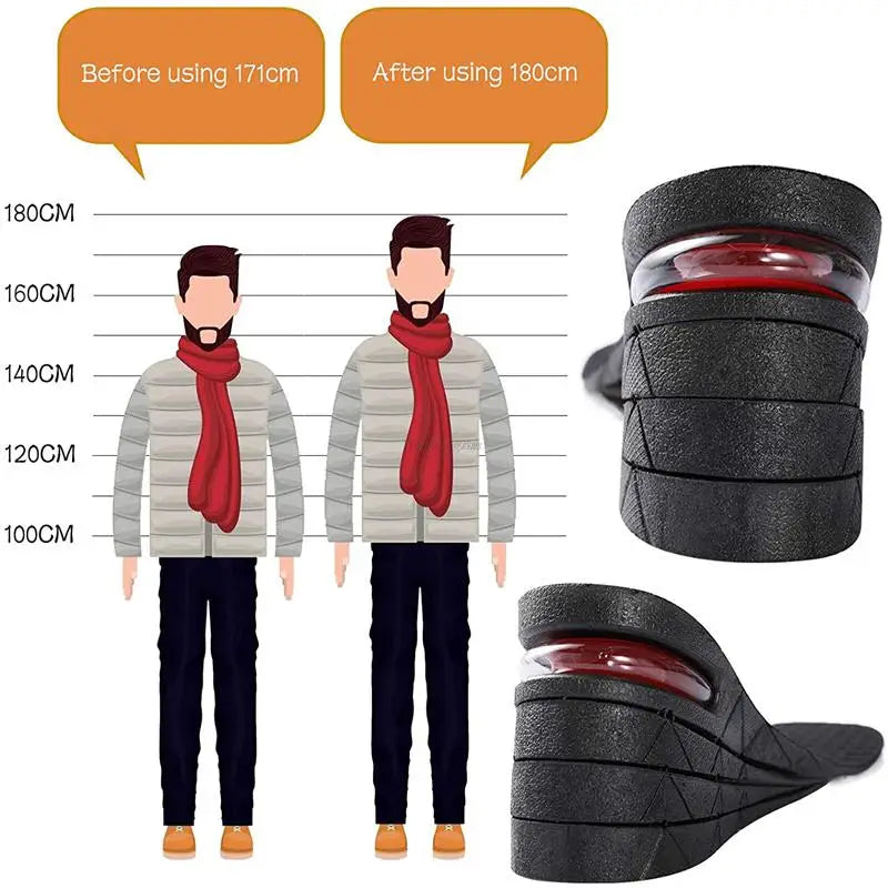 Height Increase Insoles with Air Cushion – Elevator Shoe Inserts for Men & Women, Adjustable 3-9cm Taller Footwear Lifts