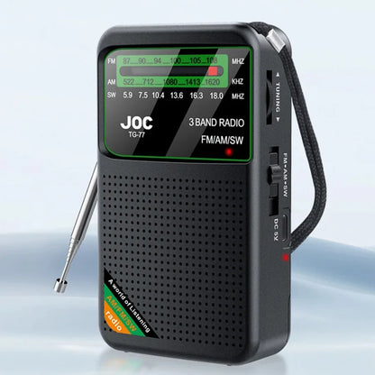Portable AM/FM/SW Pocket Radio — Mini Receiver with Rechargeable Battery, Good Reception & Wired Earphone Support