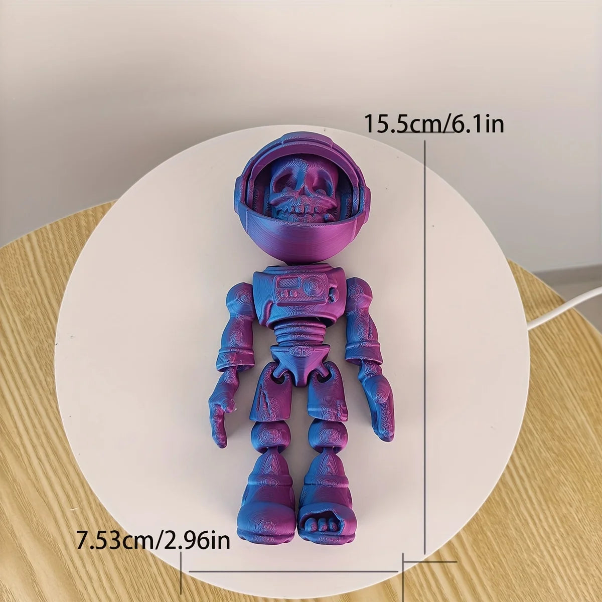 Articulated Skeleton Astronaut Figurine — 3D Printed Movable Space-Themed Collectible with Sliding Helmet for Home Display