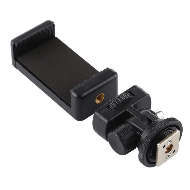 Flexible Tripod Adapter with Phone Holder: Hot Shoe Mount for Camera, iPhone, Samsung, Canon, Nikon, Sony DSLRs - Monitor and Cold Shoe Attachment