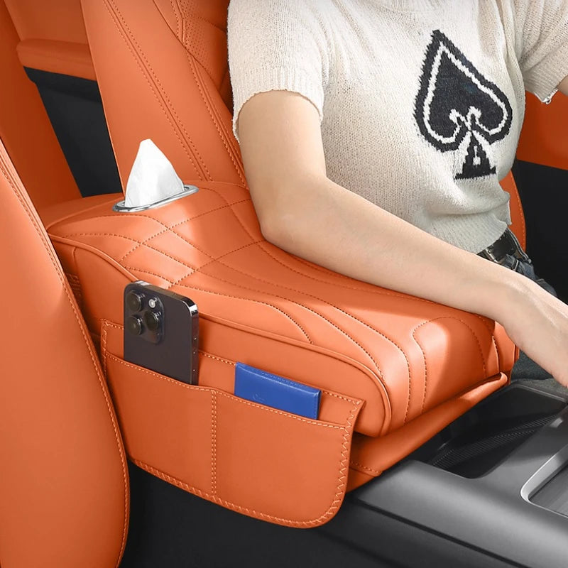 Car Armrest Height Increase Pad with Storage Bag – Leather Center Console Cover for Jaecoo J7, Jetour T2 & Haval H9 (2024–2025)