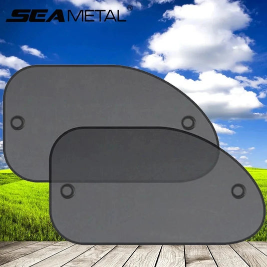 SEAMETAL 2PCS Car Window Sunshade Covers - UV Protection Black Sun Shields for Front and Rear Windows, Summer Car Accessories