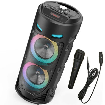 30W Portable Bluetooth Column Speaker – Big Power Stereo, Subwoofer Bass, Party & Family Karaoke, USB, Microphone Included