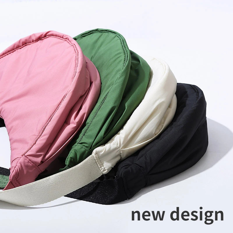 Solid Color Women's Portable Shoulder Bag – Simple Nylon Cloth Padded Crossbody Travel Purse & Messenger Bag