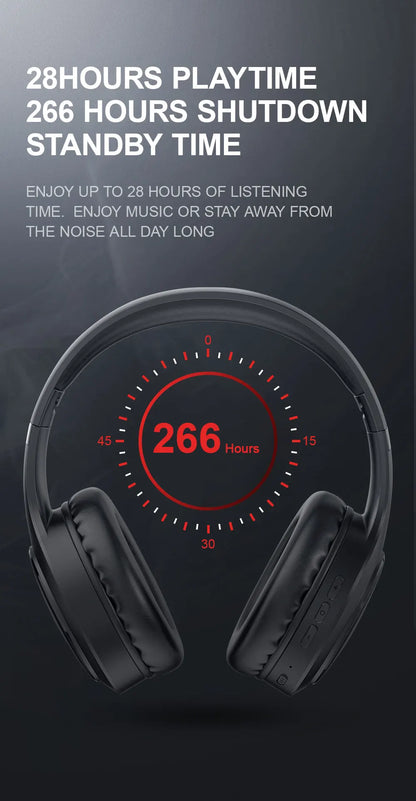 Siindoo JH919 Wireless Bluetooth Headphones - Foldable Stereo Earphones, Super Bass, Noise Reduction Mic for Laptop, PC, TV