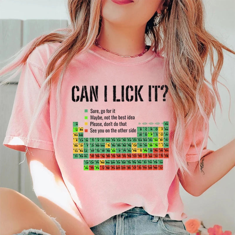 Periodic Table Graphic T-Shirt - Funny Chemistry Print Unisex Short Sleeve Casual Shirt for Men and Women
