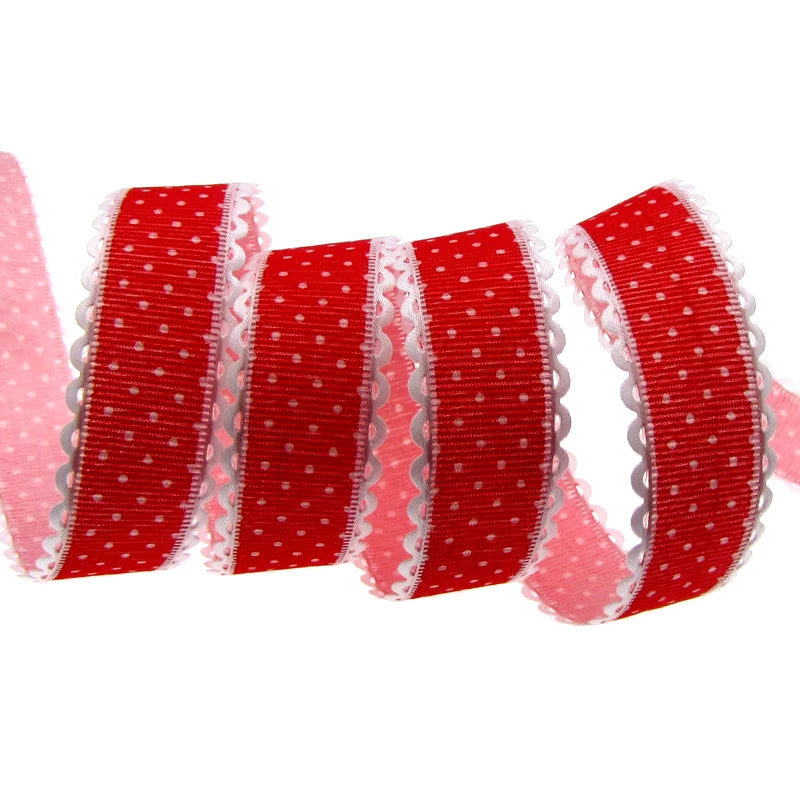 Polka Dot Lace Ribbon Roll - 20 Yards 1 Inch DIY Craft, Gift Wrapping & Scrapbooking Decoration Fabric