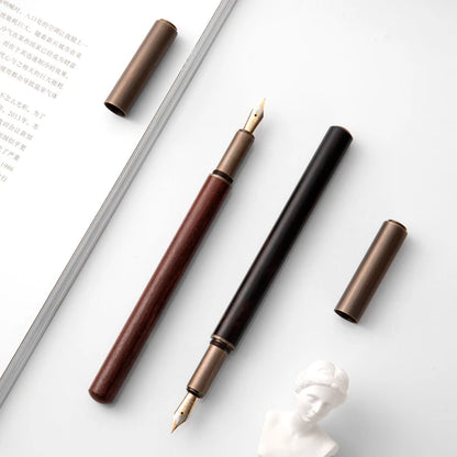 Luxury Retro Wood and Bronze Fountain Pen - 0.5mm Calligraphy Ink Pen for Business, Art, and School, Ideal Student Stationery Gift