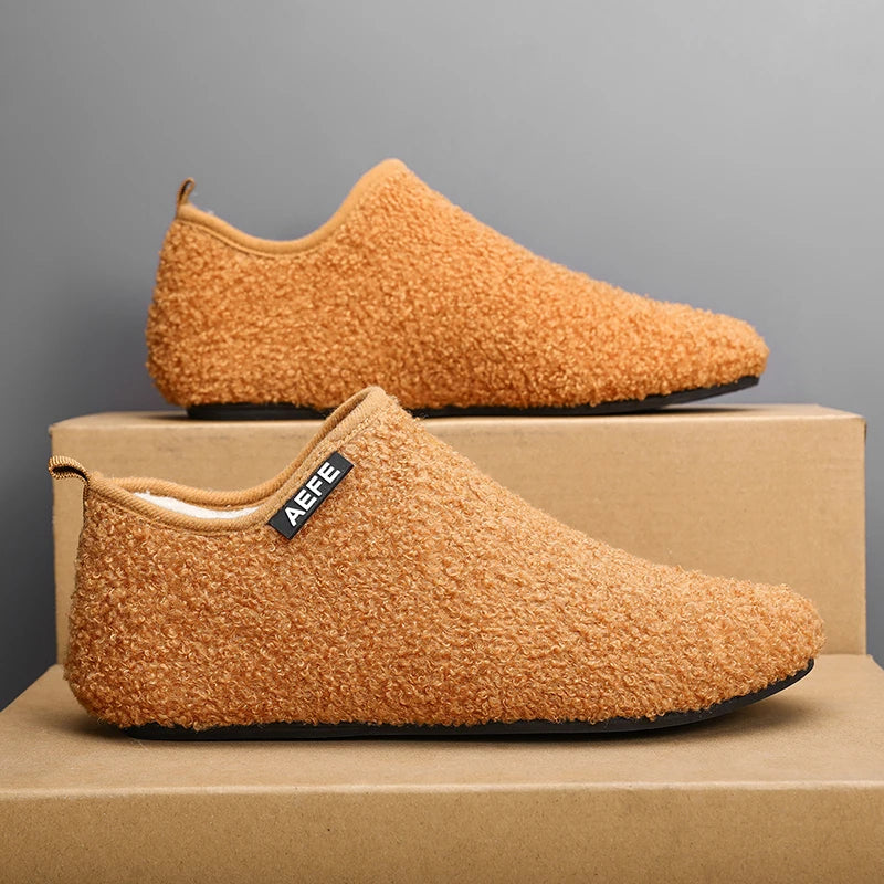 Men’s Fuzzy Winter Slippers – Warm Indoor House Shoes with Soft Cushioning & Arch Support