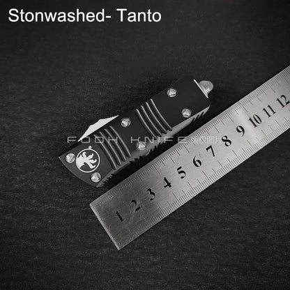 FOOH KNIFE STUDIO TROODON-M Mini Tactical Knife – High-End D2 Steel Blade with CNC 6061 Aluminum Handle EDC Tool Comb