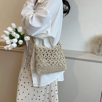 Woven Straw Crossbody Bag - Small Fashionable Shoulder Handbag for Women
