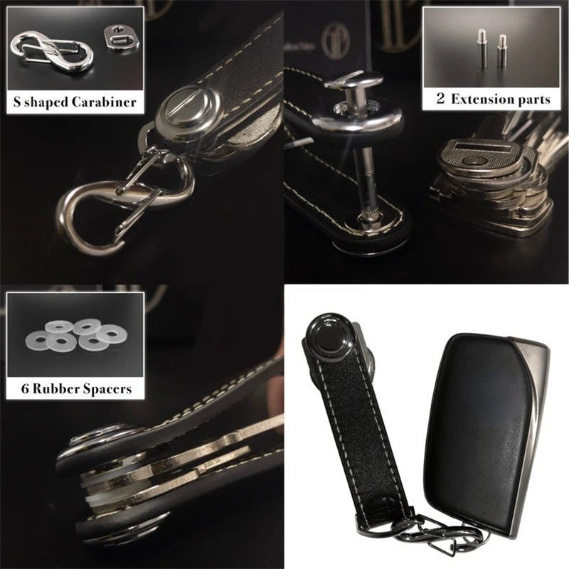 Leather Car Key Pouch – Wallet Case & Key Organizer with Chain for Smart Keys