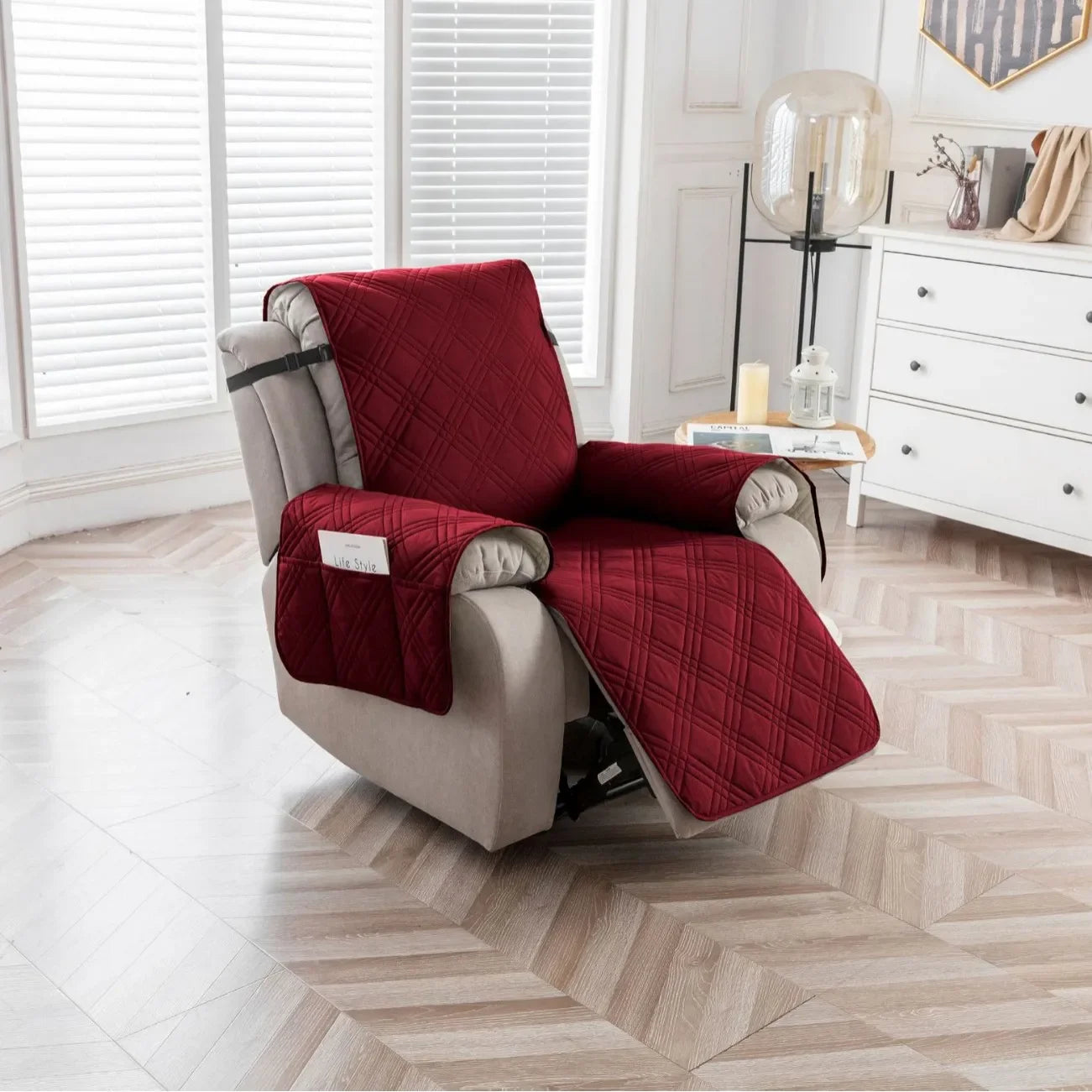 100% Waterproof Recliner Chair Cover – Non-Slip Recliner Slipcover with Pocket for Bedroom, Office & Living Room