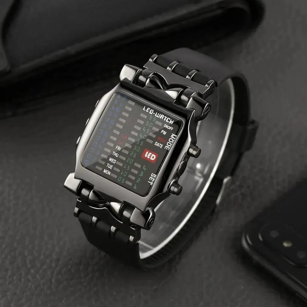 Men’s Binary LED Digital Watch - Waterproof Luminous Electronic Sports & Business Wristwatch