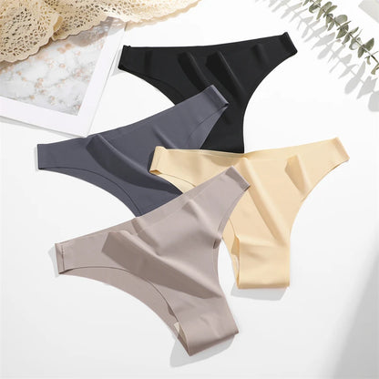 3Pcs Ultra-Thin Seamless Silk Women’s Panties – Sexy Low-Waist Stretch Bikini Briefs, XS-XXL