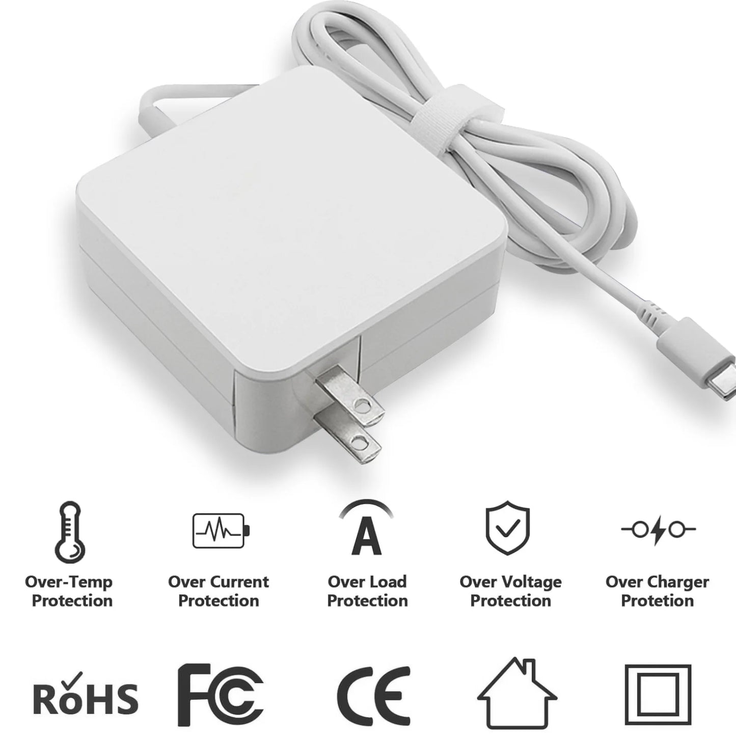 Reletech 65W USB-C Laptop Charger – Type-C PD Fast Wall Adapter for MacBook, Dell, Lenovo, Huawei, HP