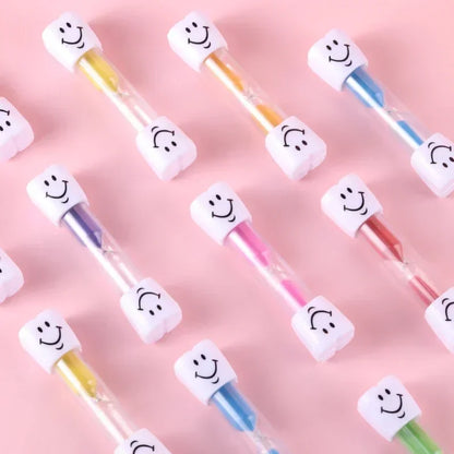 3-Minute Smiling Face Tooth Brushing Sand Timer - Hourglass Clock for Kids, Home Decoration, and Gifts