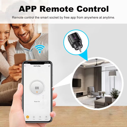WiFi 20A Smart Socket with Power Monitoring – Tuya EU Plug Timer, Child Lock Outlet Compatible with Google Home, Alexa & SmartThings