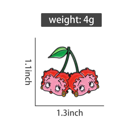 Cartoon Creative Cherry Brooch – Personalized Metal Enamel Badge, Cute Girl Series Fashion Lapel Pin Accessory with Baked Paint Finish