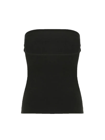 Women’s Gothic Strapless Tube Top - Black Cropped Graphic Vest for Summer Y2K Streetwear & Casual Outfits