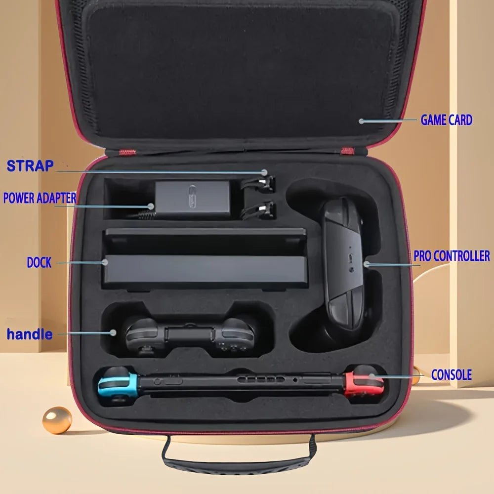Hard Shell Carrying Bag for Nintendo Switch & Accessories — Large Storage Case for Switch/OLED Console and Games