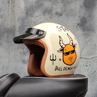 Retro 3/4 Semi-Open Motorcycle Helmet — Cross-Country Winter Riding Accessories