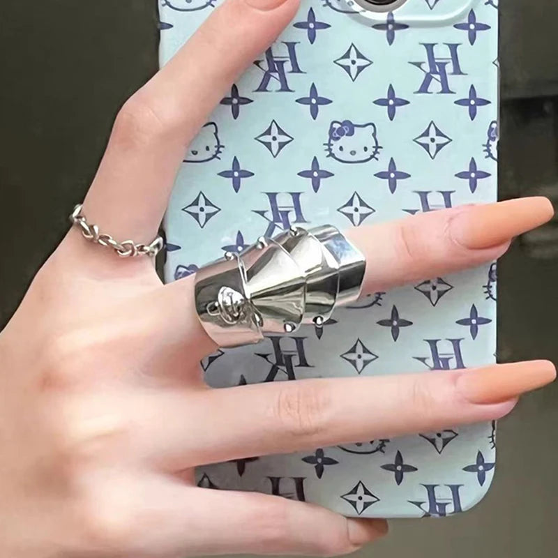 Anime Oosaki Nana Cosplay Metal Armor Ring - Rock Punk Style Movable Joint Rings, Unisex Fashion Jewelry Gift Accessories