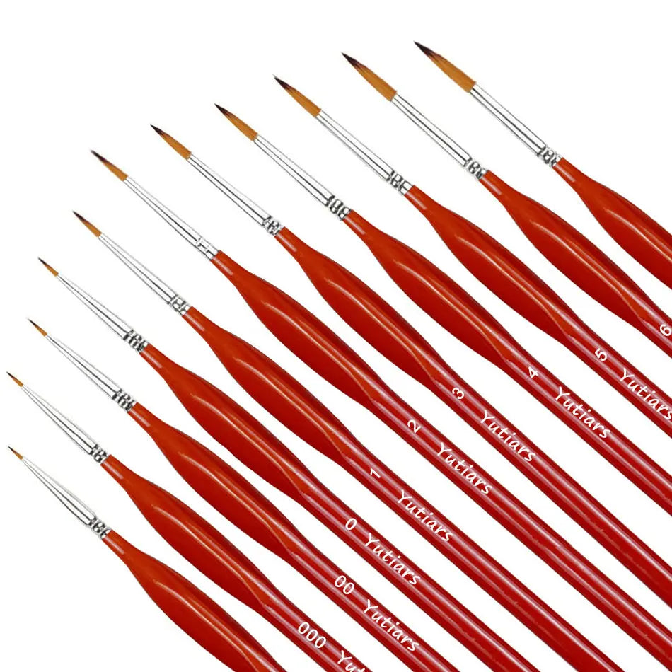 10/11PCS Miniature Paint Brush Set – Detail Tip Brushes with Ergonomic Handle for Acrylic & Oil Painting