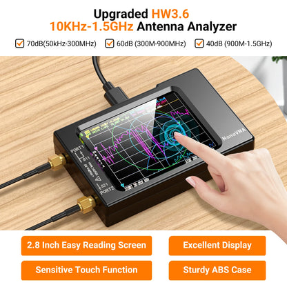 NanoVNA-H4 Spectrum Analyzer – 2.8/4" Vector Network Antenna Analyzer, 10KHz-1.5GHz, MF, HF, VHF, UHF Tuner