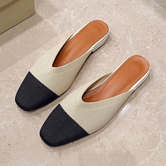 Women’s Solid Color Pointed Toe Knitted Slip-On Flats – Casual Breathable Ballet Loafers