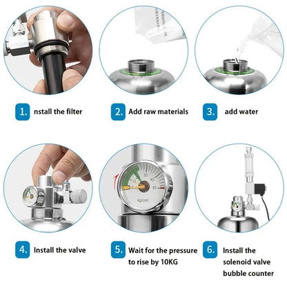 Aquarium CO2 Generator System Kit – Stainless Steel CO2 Cylinder & Carbon Dioxide Reactor for Plants & Fish