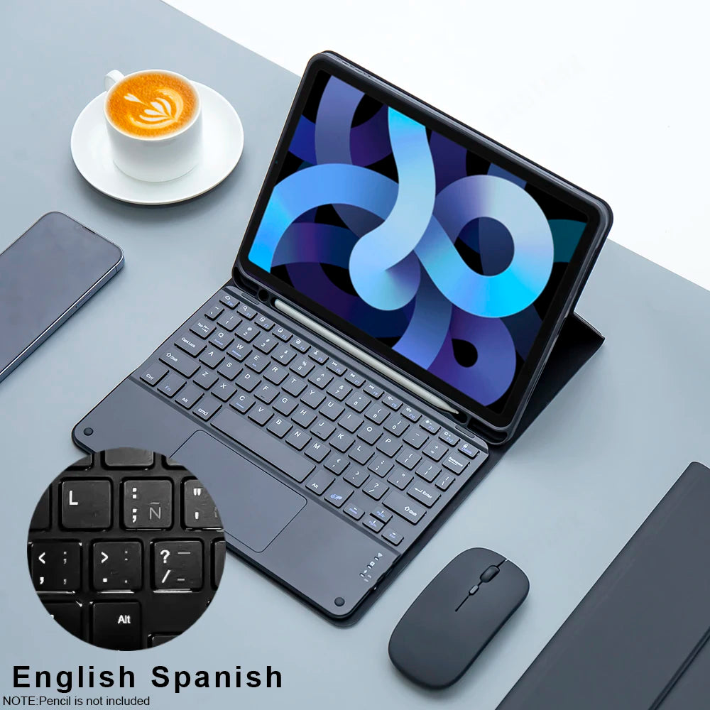Magic Keyboard & Wireless Mouse Case for iPad — Compatible with iPad 9th Gen, 10.2-inch (7th/8th), iPad Pro 11 M4, Air M3, and Air 4/5 10th Gen