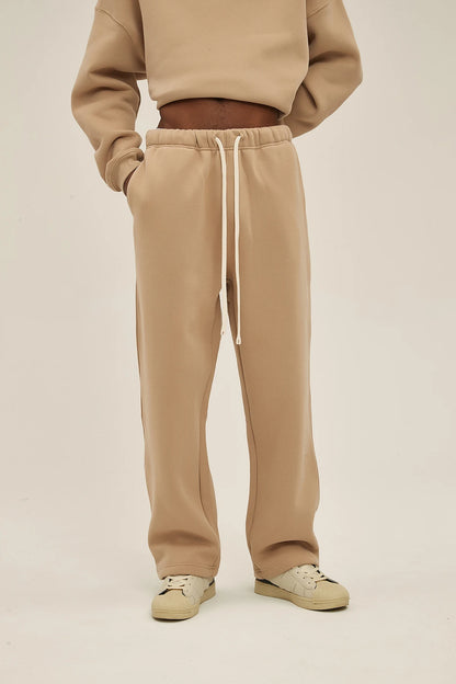 Straight-Lined Solid Color Cashmere Sweatpants – Soft Cozy Lounge Pants
