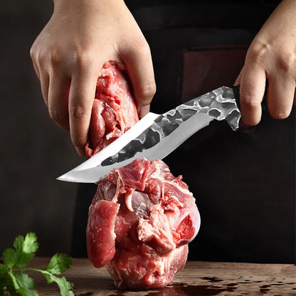 Hand-Forged Blade Butcher Boning Knife - Cleaver for Meat, Vegetable, and Fish, Kitchen Slicing and Filleting Knife, Chef Tools