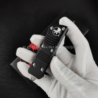 FOOH KNIFE STUDIO TROODON-M Mini Tactical Knife – High-End D2 Steel Blade with CNC 6061 Aluminum Handle EDC Tool Comb