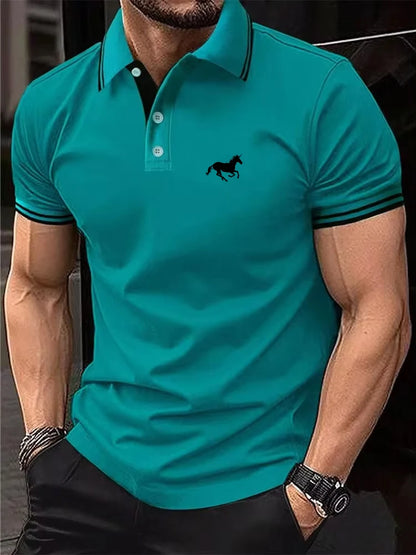 Casual Men’s Polo T-Shirt — Short Sleeve Button Lapel Summer Top, Super Large Sizes S-3XL