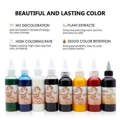 8-Color Airbrush Paint for Temporary Tattoos – 100ml Waterproof Body Art & Semi-Permanent Makeup
