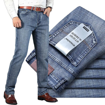 Men’s All-Match Brand Trousers – High-Quality Business Casual High Waist Denim Jeans for All Seasons